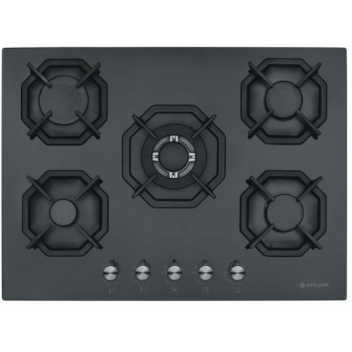 Eminçelik AH 2250 BW BG70 (22 385) Ankastre 70 Cm Siyah Cam Ocak (Woklu)