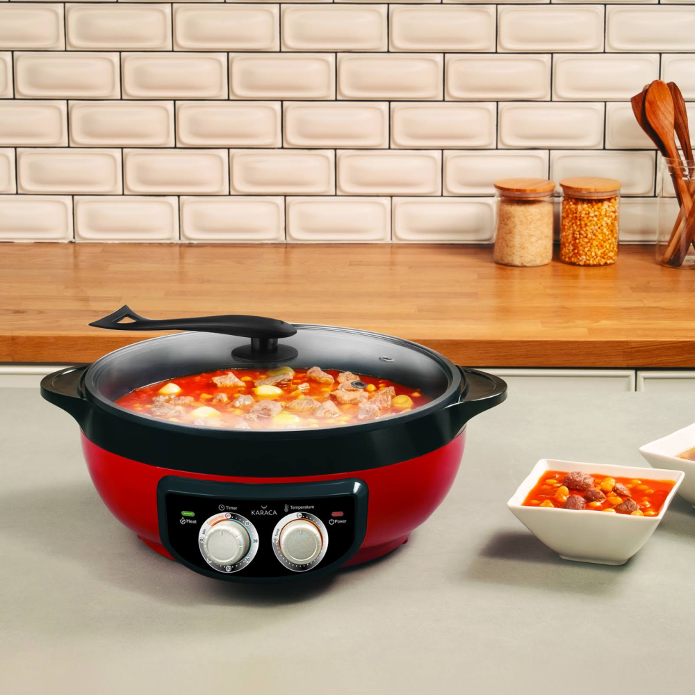 Karaca Mutfaksever 4in1 XXL Elektrikli Hızlı Pişirici Izgara/Sulu Yemek/Kızartma/Buharlı Tencere 2000 W