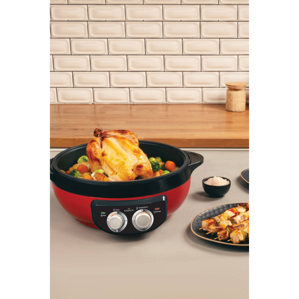 Karaca Mutfaksever 4in1 XXL Elektrikli Hızlı Pişirici Izgara/Sulu Yemek/Kızartma/Buharlı Tencere 2000 W