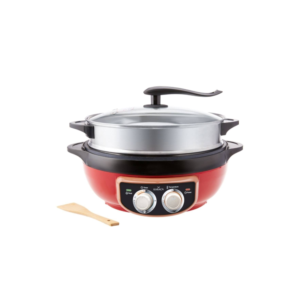 Karaca Mutfaksever 4in1 XXL Elektrikli Hızlı Pişirici Izgara/Sulu Yemek/Kızartma/Buharlı Tencere 2000 W