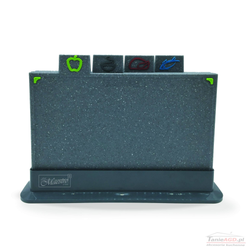 Gri mermer kesme tahtası seti kaymaz 4'lü set renk kodlu kesme tahtası