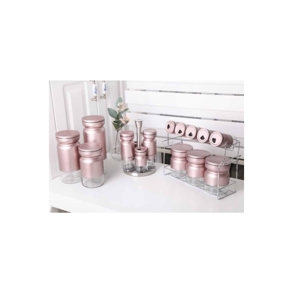 Gönül Rose 17 Parça Cam Baharatlık Baharat Takımı Seti