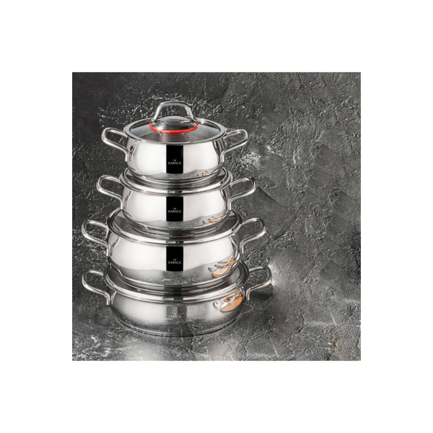 KARACA Emirgan 8 Parça Çelik Tencere Seti