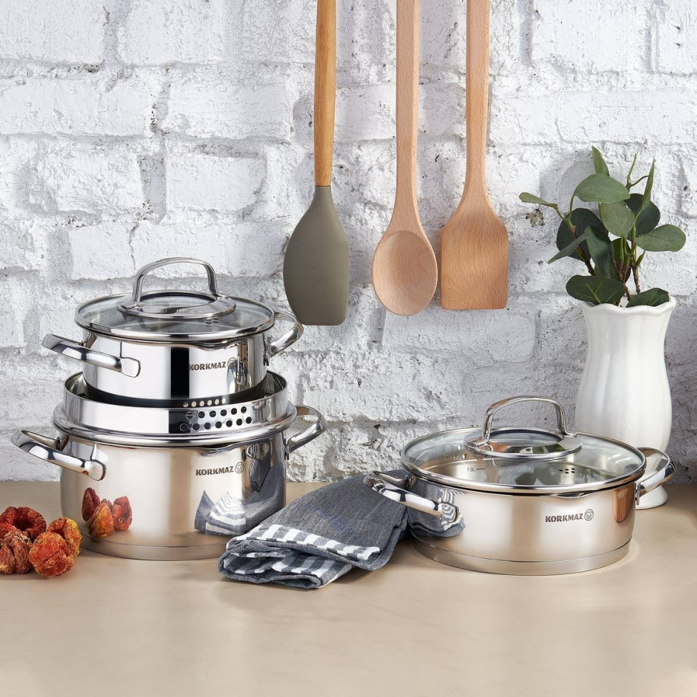 KORKMAZ Steama 6 Parça Tencere Seti