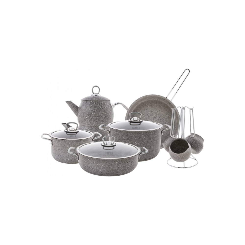 Karaca Biogranit Steel Plus 14 Parça Çeyiz Tencere Seti Gri