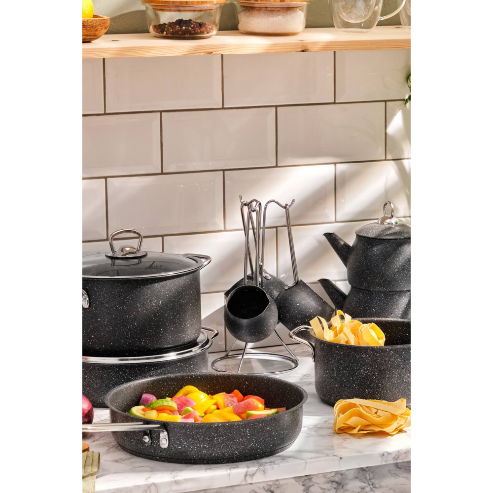 Karaca Biogranit Steel Plus 14 Parça Çeyiz Tencere Seti Gri