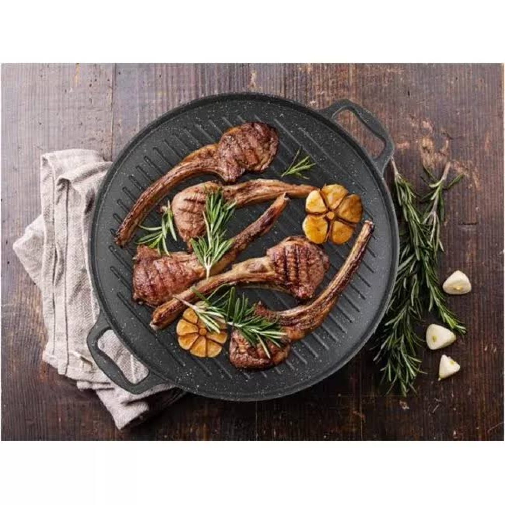 Taç-6322 Gravita Döküm Izgara Ve Gözleme Tepsi 36cm Siyah