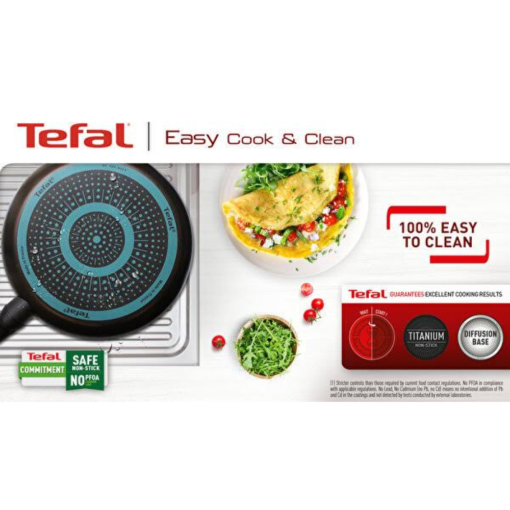 TEFAL Titanyum 1X Easy Cook&Clean Difüzyon Tabanlı İkili Tava Seti - 20/28 cm