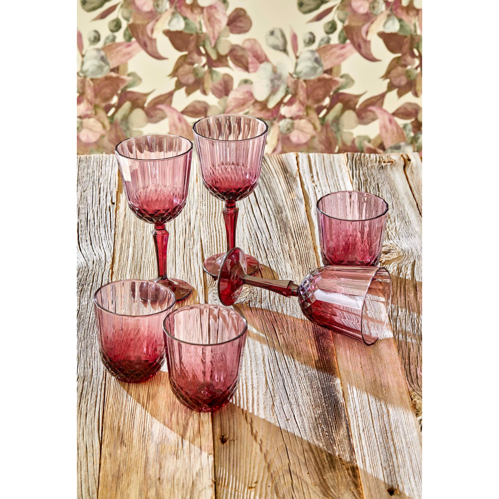 Bella Maison Colore Kesme Kadeh 6'lı Gül Kurusu (310 CC)