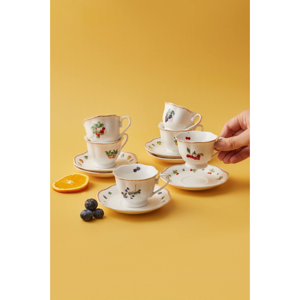 Karaca Nostalji 6 Kişilik Kahve Fincan Takımı 80 Ml Beyaz