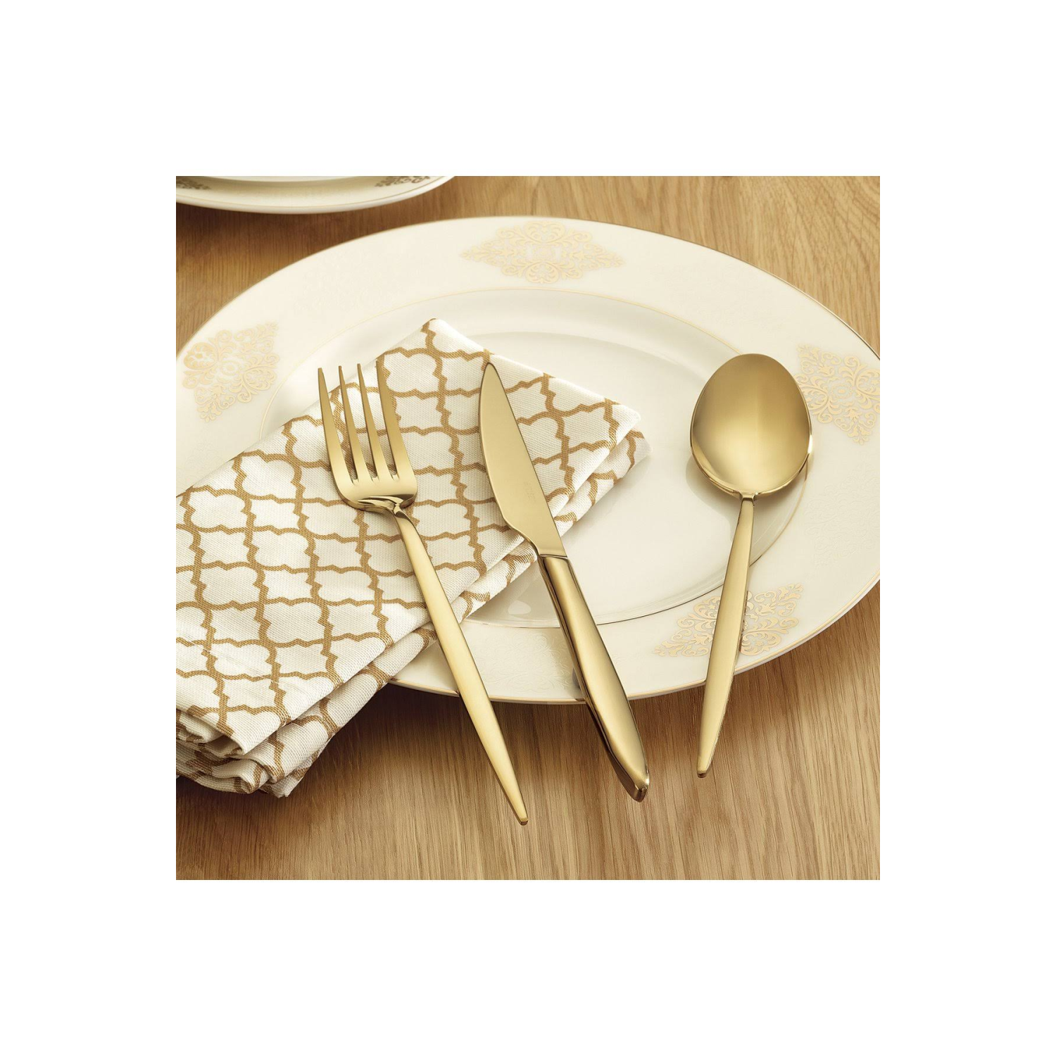 Emsan Ay Işığı 18 Parça Parlak Gold Çatal Kaşık Bıçak Seti