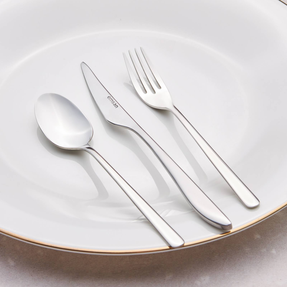 Emsan Bello 18 Parça 6 Kişilik Tatlı Çatal Kaşık Bıçak Seti