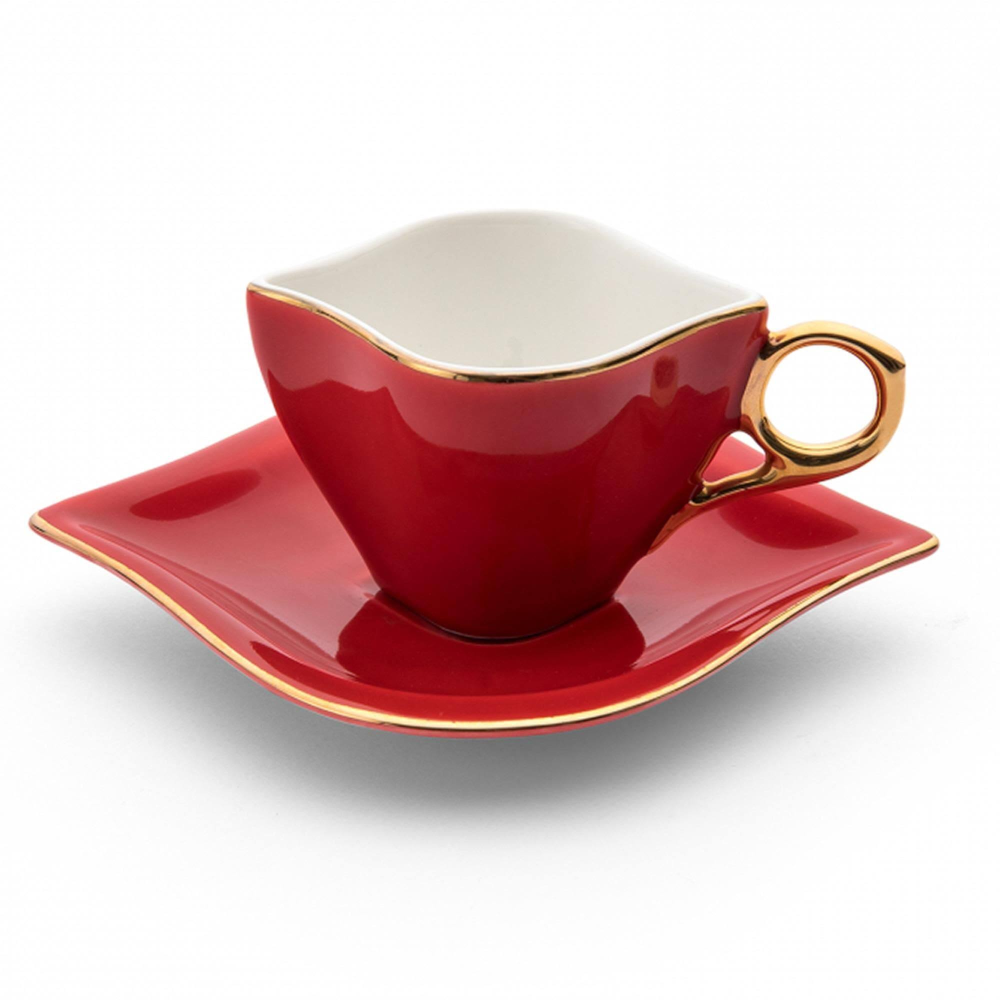 Emsan Sonsuz Aşk 2 Kişilik Kahve Fincanı Takımı Kırmızı