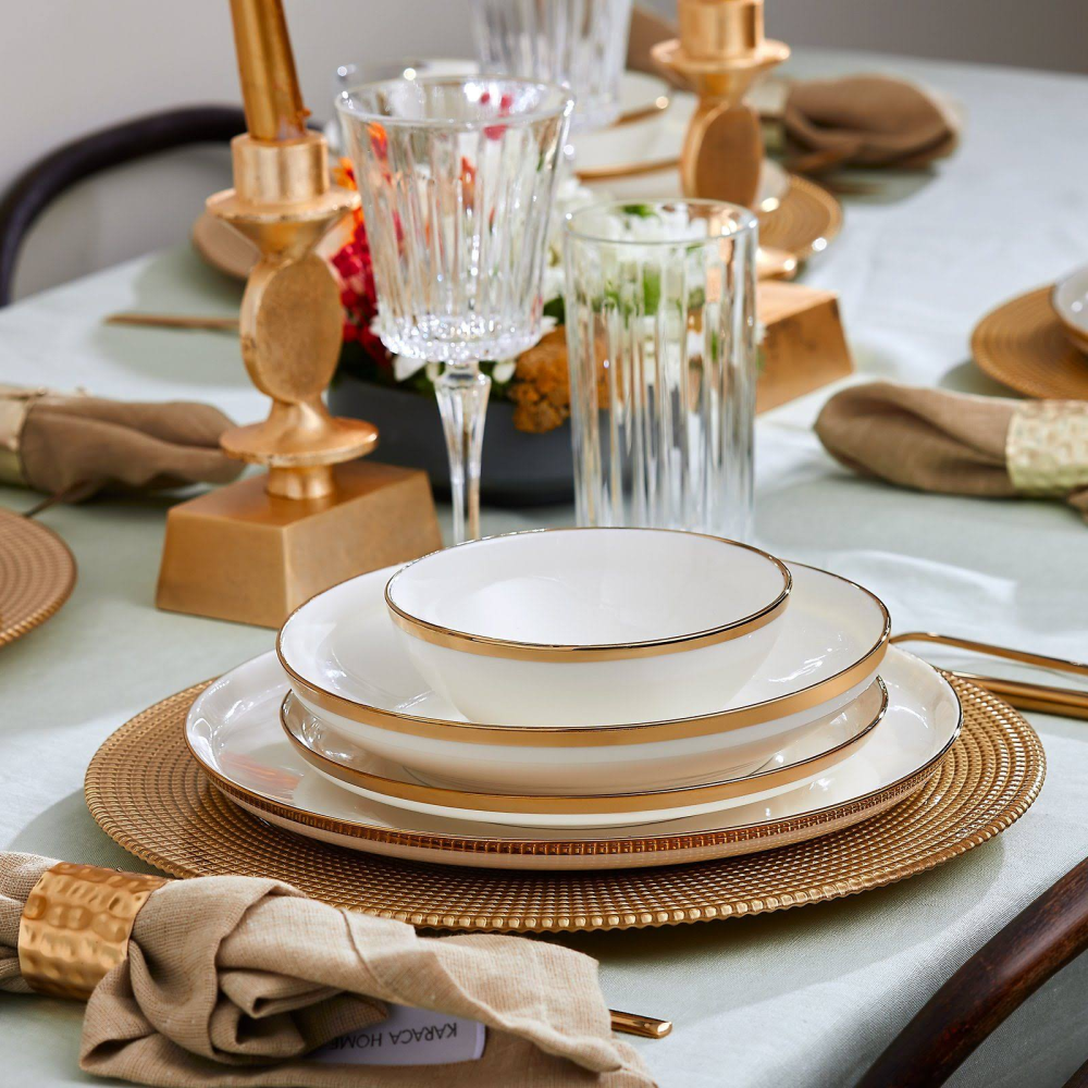 Karaca Eclipse Gold 57 Parça 12 Kişilik Porselen Yemek Takımı