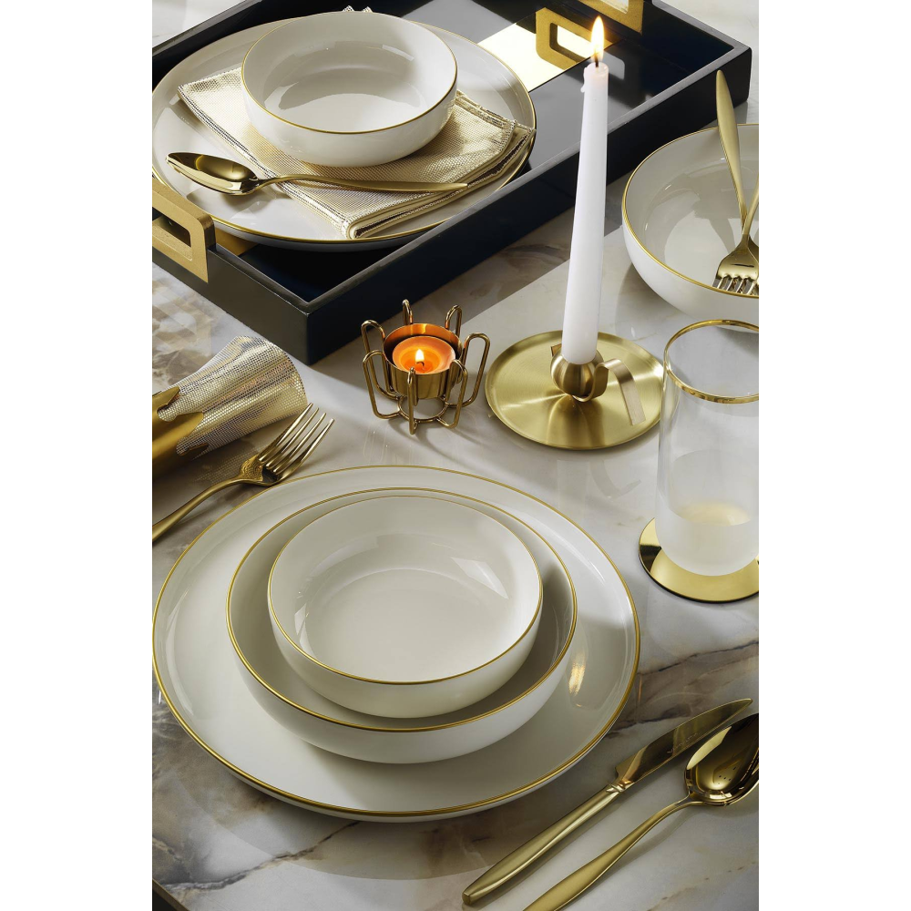Kütahya Porselen Moderna 18 Parça 6 Kişilik Yemek Takımı Altın Fi