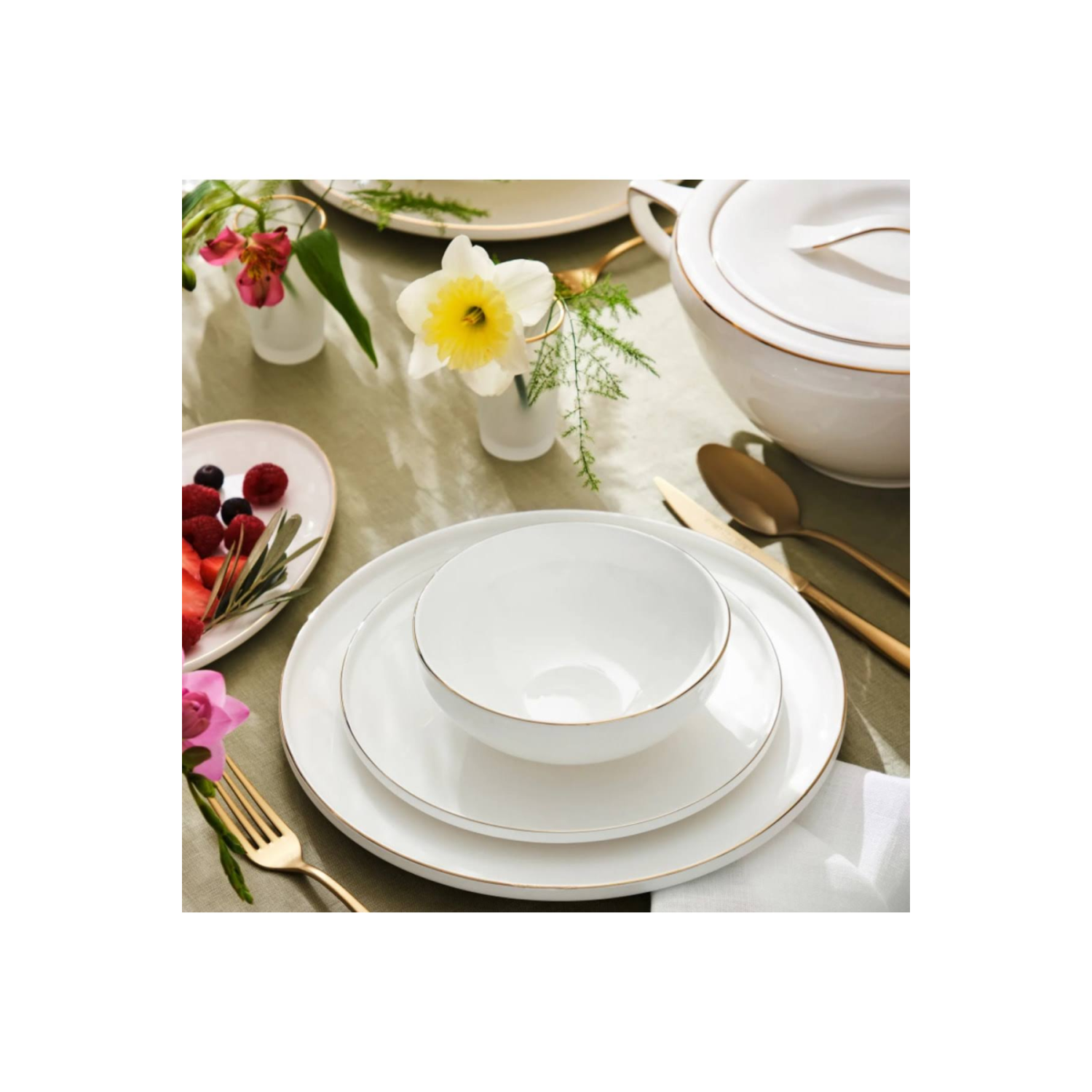 Emsan Fine Bone Freya 18 Parça 6 Kişilik Yuvarlak Yemek Takımı Gold