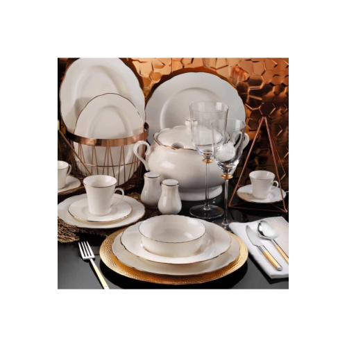 Kütahya Porselen Bone Olympos 83 Parça Yemek Takımı Bakır