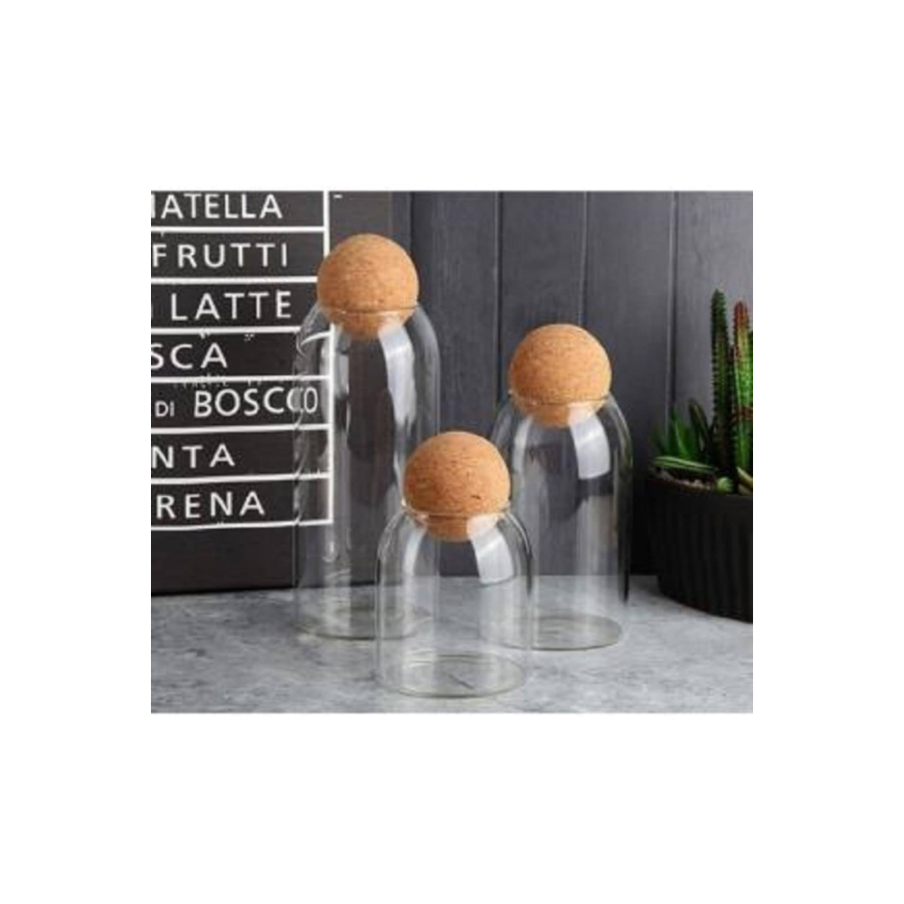 Perotti Romelu 3lü Top Mantar Kapaklı Cam Kavanoz Seti 13066