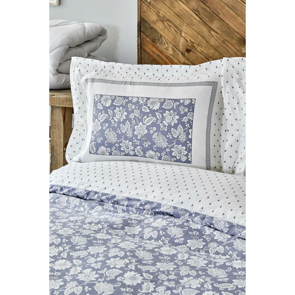 Karaca Home Celerina Mavi Pamuk Çift Kişilik Nevresim Takımı