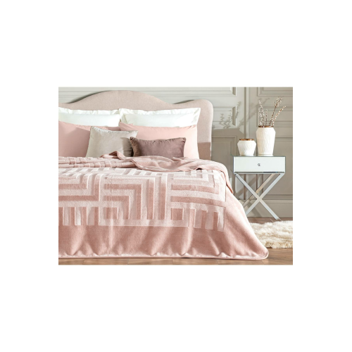 Madame Coco Clementine Çift Kişilik Vizon Emboss Battaniye - Pudra