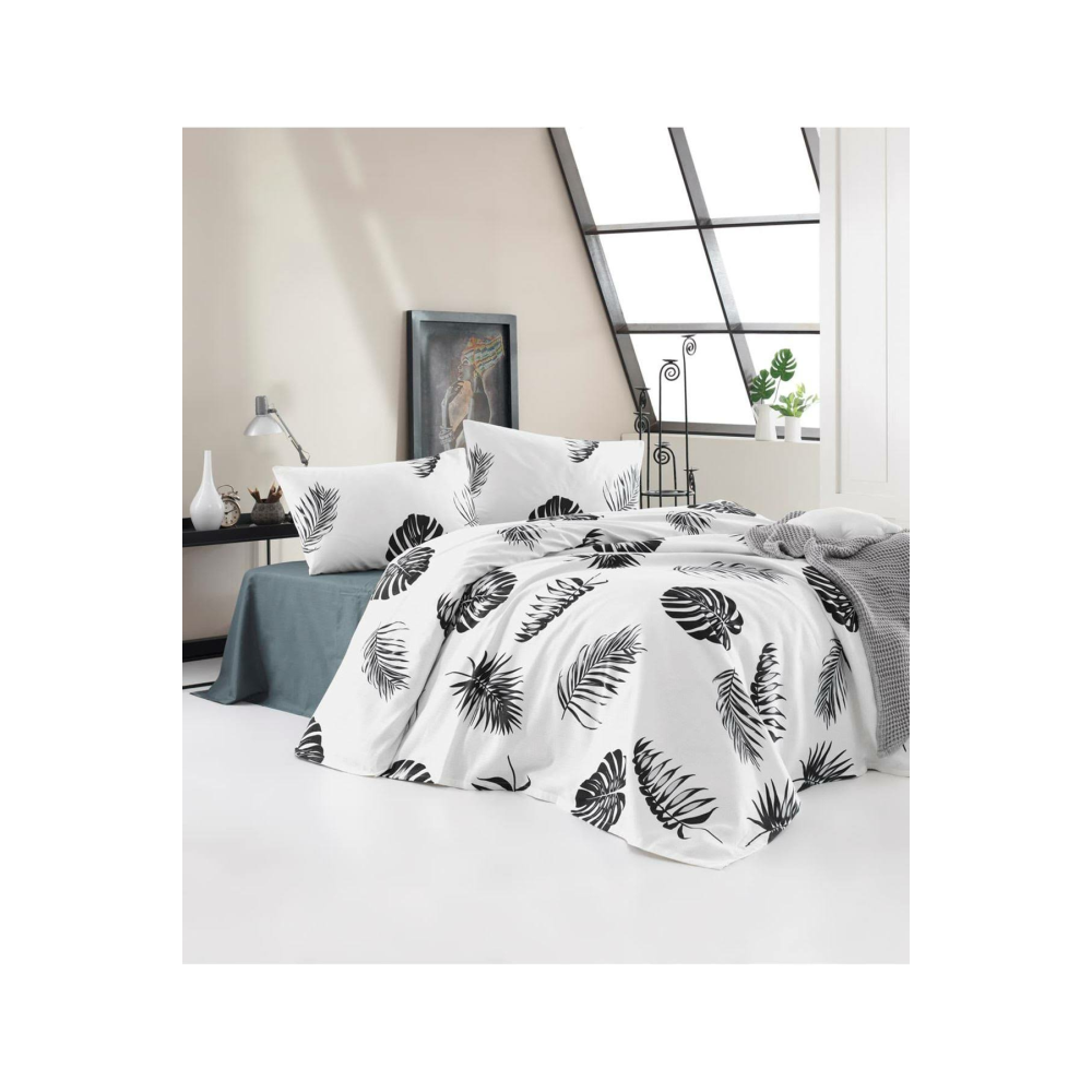 %100 Doğal Pamuk Pike Takımı Tek Kişilik Enlora Dominik Beyaz