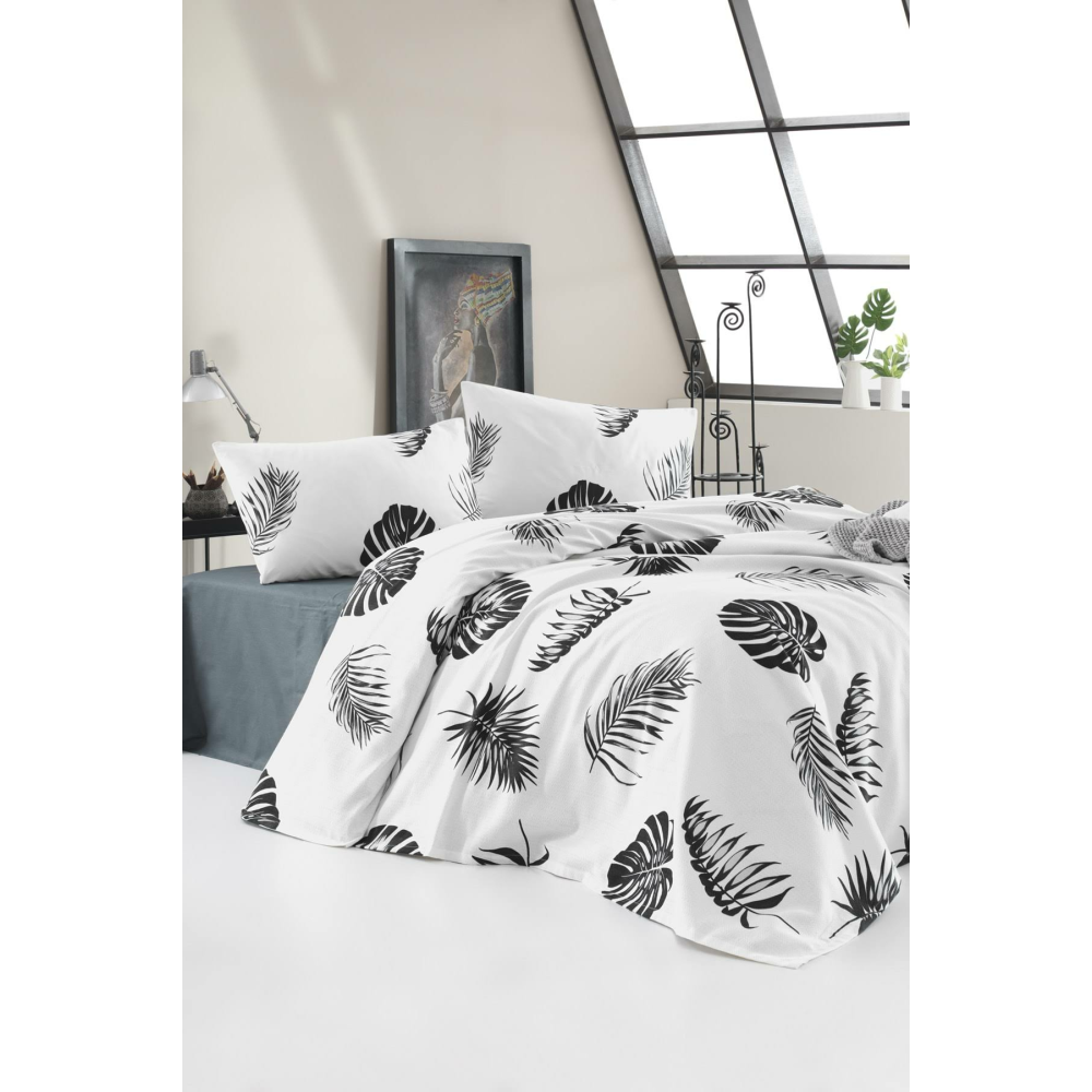 %100 Doğal Pamuk Pike Takımı Tek Kişilik Enlora Dominik Beyaz