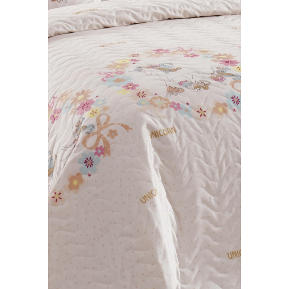 Eponj Home Kapitone Yatak Örtüsü Seti Çift Kişilik Unicornlar Pembe
