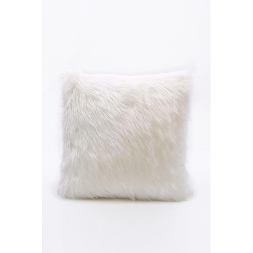 Cango Home Peluş Kırlent Kılıfı - Beyaz Esnafali
