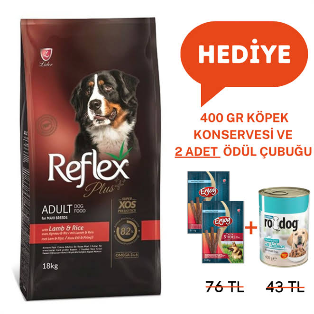 Reflex Plus Büyük Irk Kuzu Etli Yetişkin Köpek Maması 18 Kg
