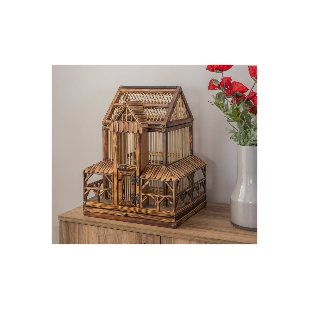 Eymense Natural Ahşap Kuş Kafesi