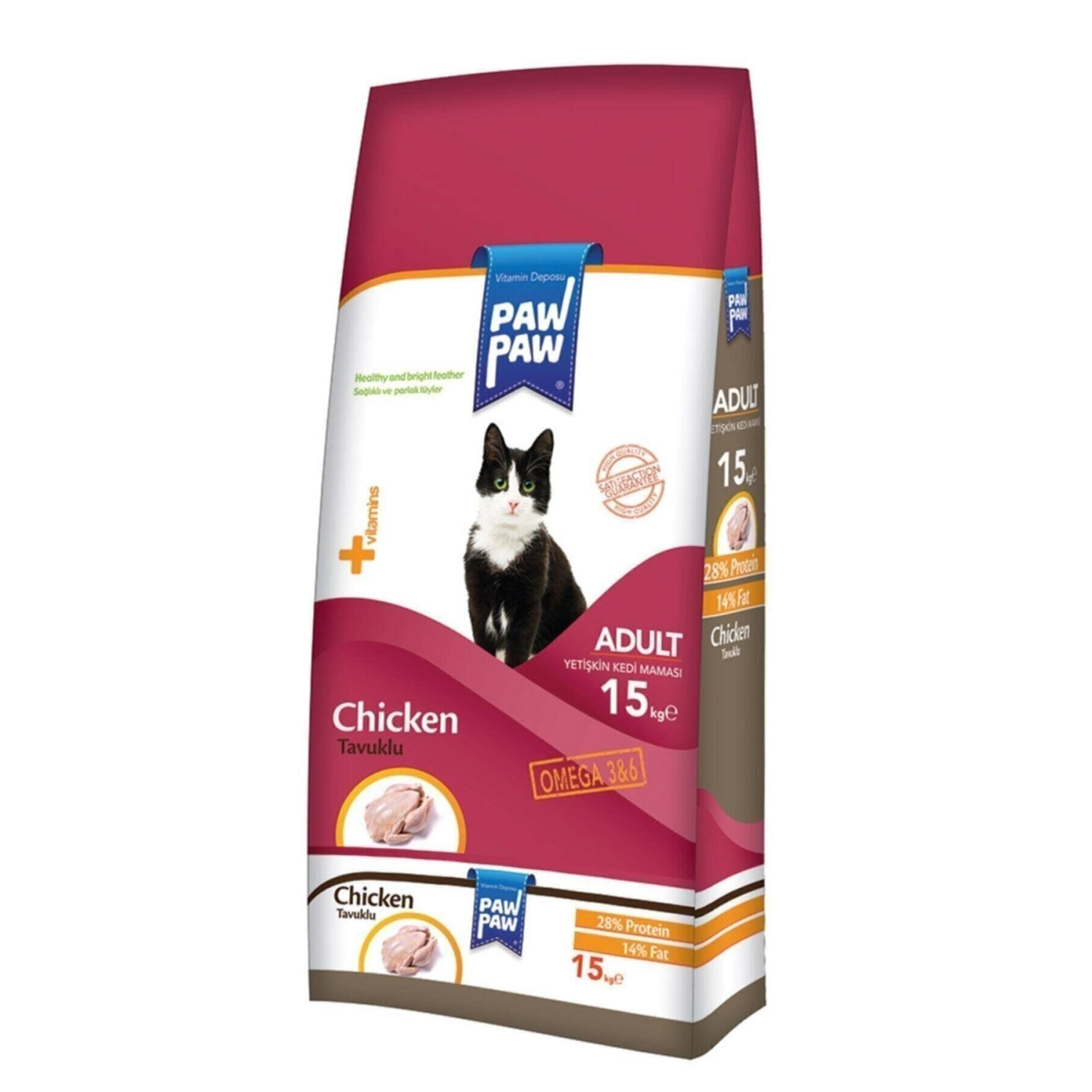 Paw paw Yetişkin Kedi Maması Tavuklu 15 kg