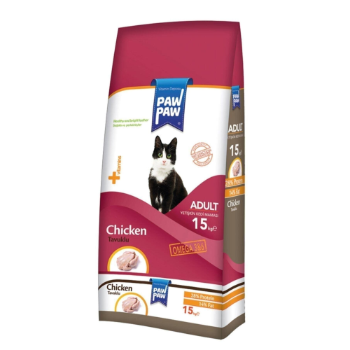 Paw paw Yetişkin Kedi Maması Tavuklu 15 kg