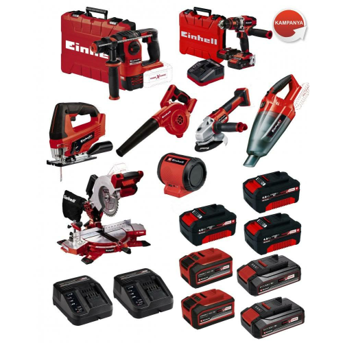 Einhell Kit15 8 Parça Akülü Makina Seti Sds Matkap Hilti Taşlama