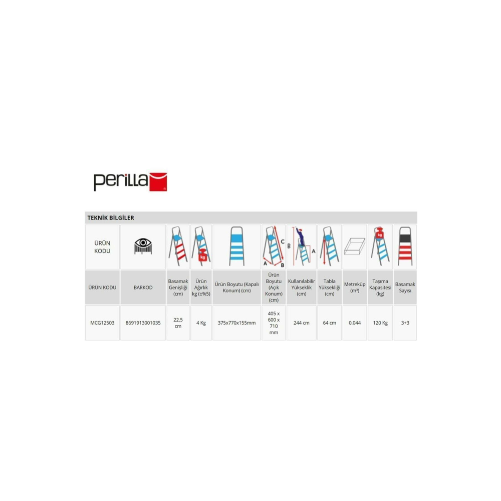 Perilla 3+3 Çift Çıkışlı Merdiven-metal