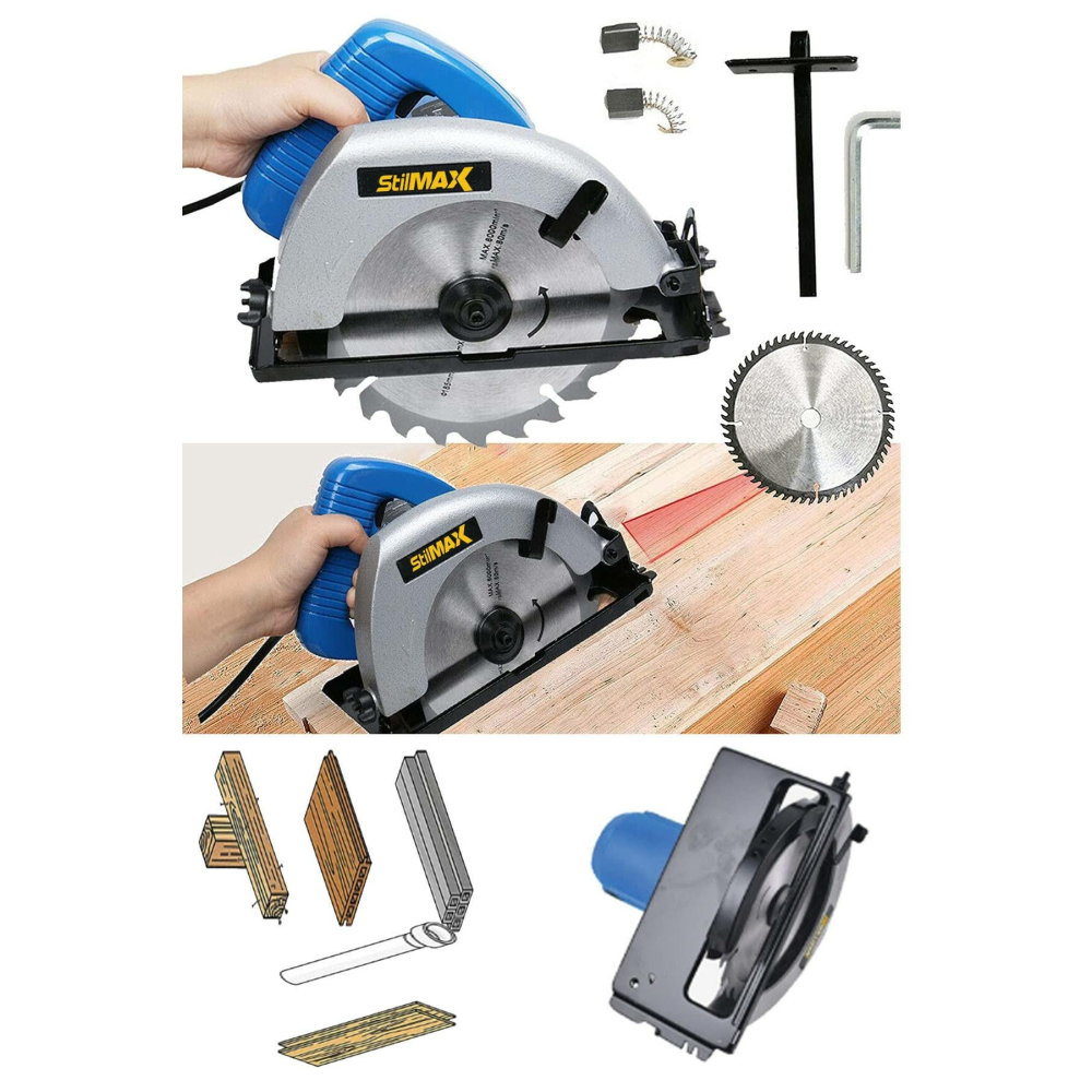 stilmax Metal Çift Dişli Sistem Bakır Motor Ahşap Sunta Kesme Daire Testere Makinesi 1600 Watt 185mm