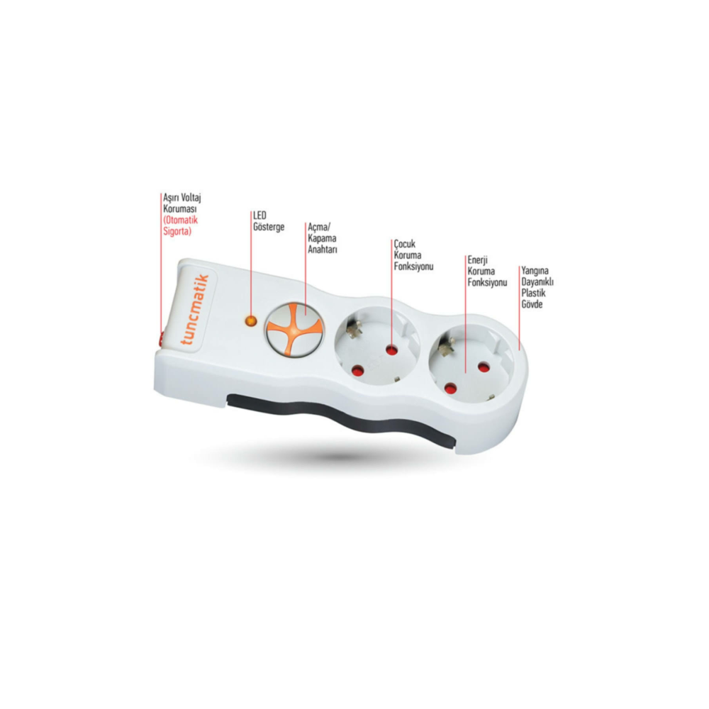 Tunçmatik Enerji Koruma Prizi Powersurge 2'li Beyaz 525 JOULE (TSK5080)