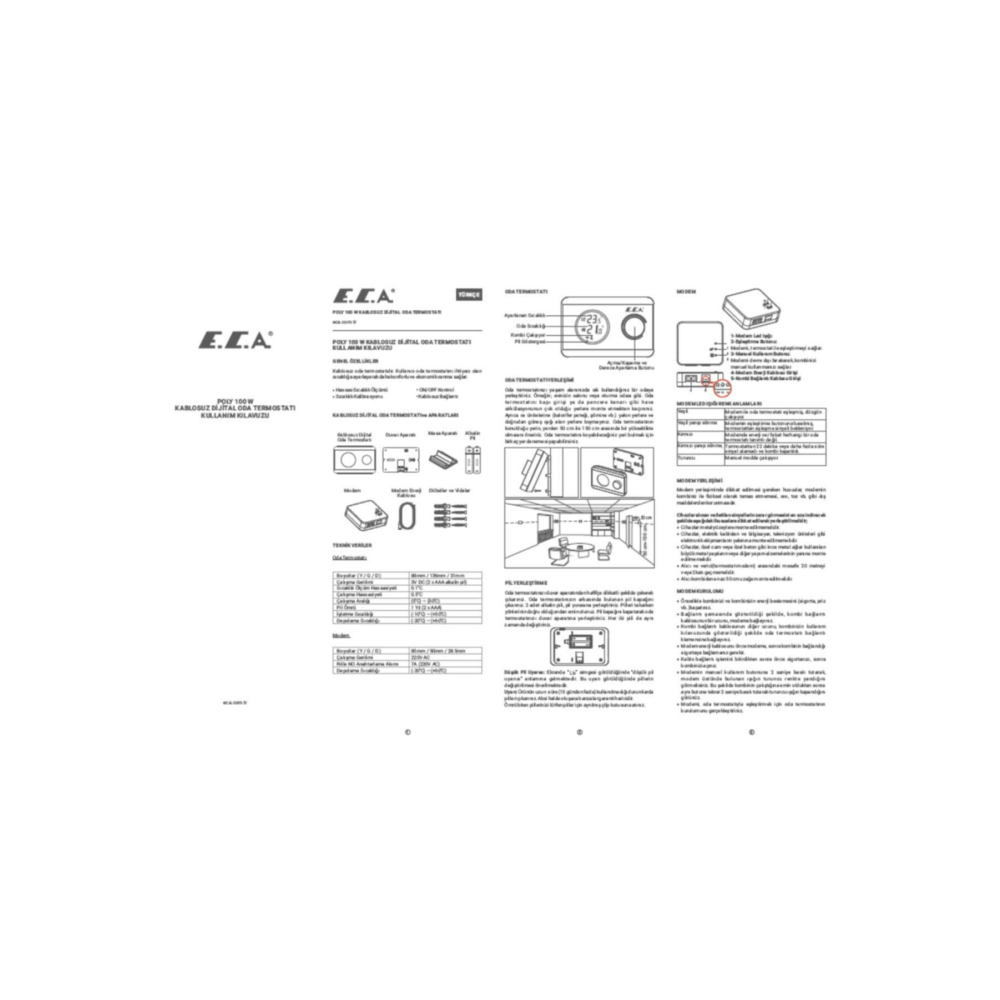 Eca Poly 100 W Kablosuz Oda Termostatı