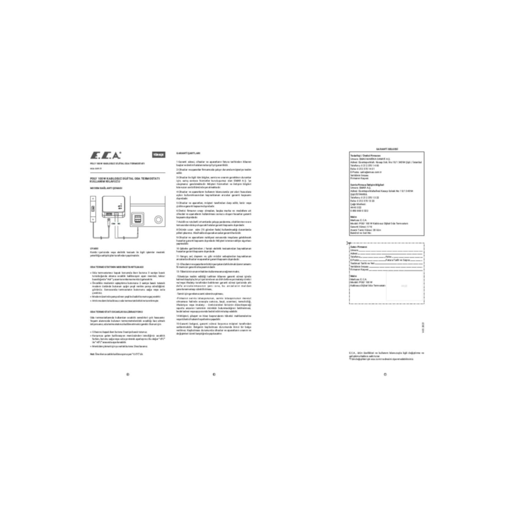 Eca Poly 100 W Kablosuz Oda Termostatı