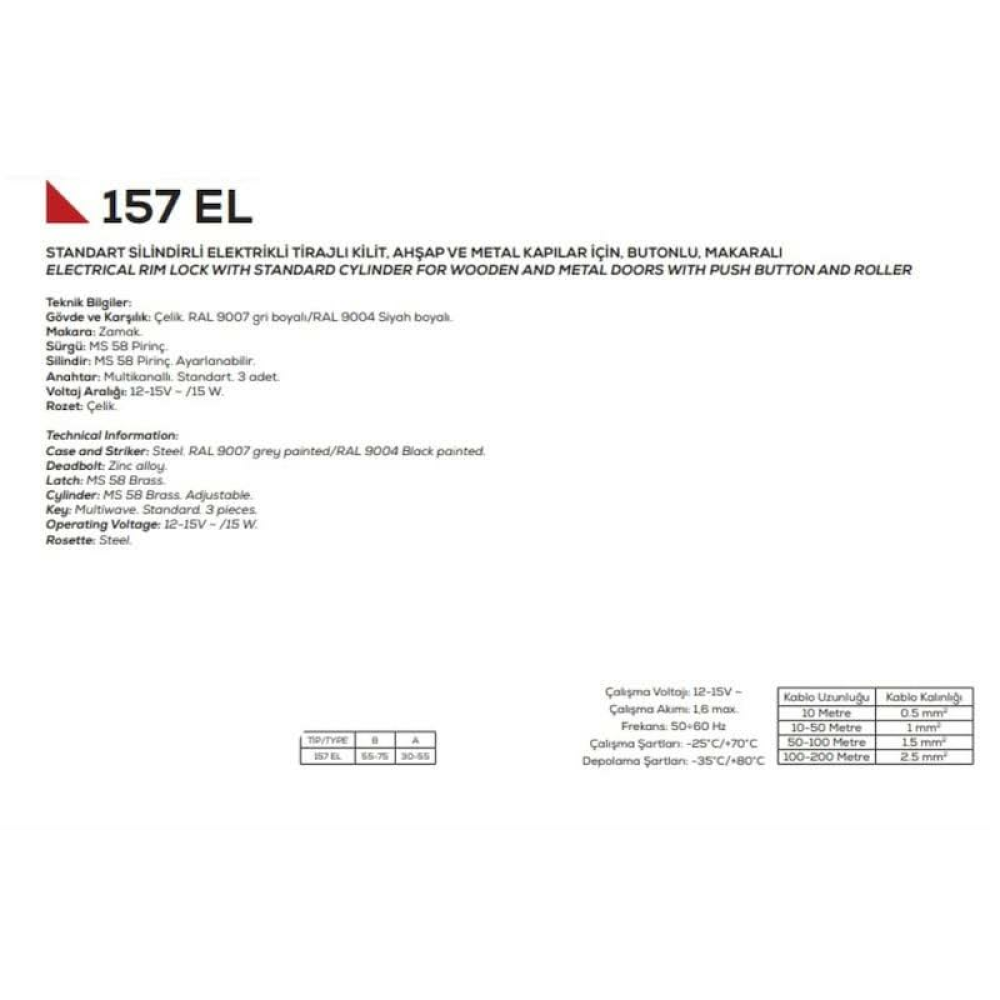 Elektrikli Trajlı Kilit Kale 157 El