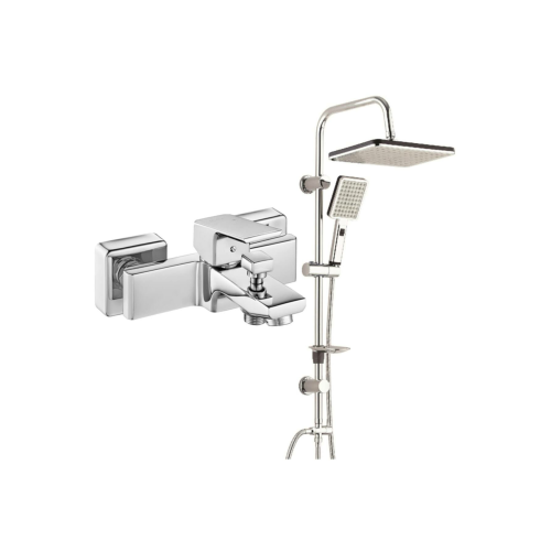 ECA Tiera Banyo Bataryası+T-MAY Banyo Sümbül Kare Tepe Duş Takımı Seti Paslanmaz Krom