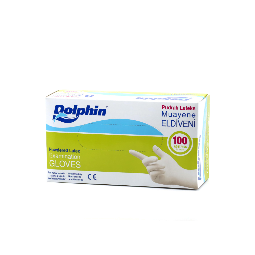 Dolphin Lateks Eldiven Pudralı Orta (M) - 100'lü