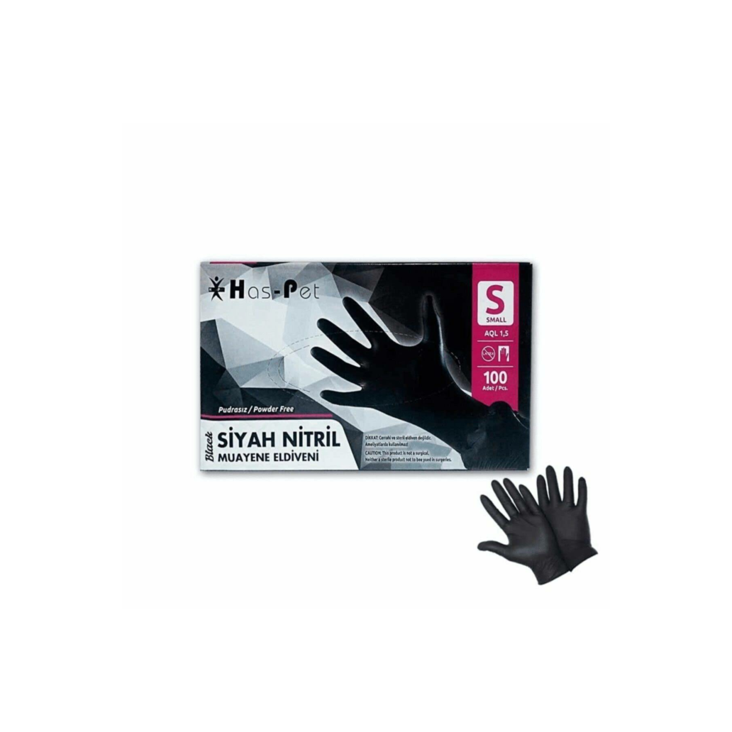 Has-pet Nitril Siyah Pudrasız Eldiven S