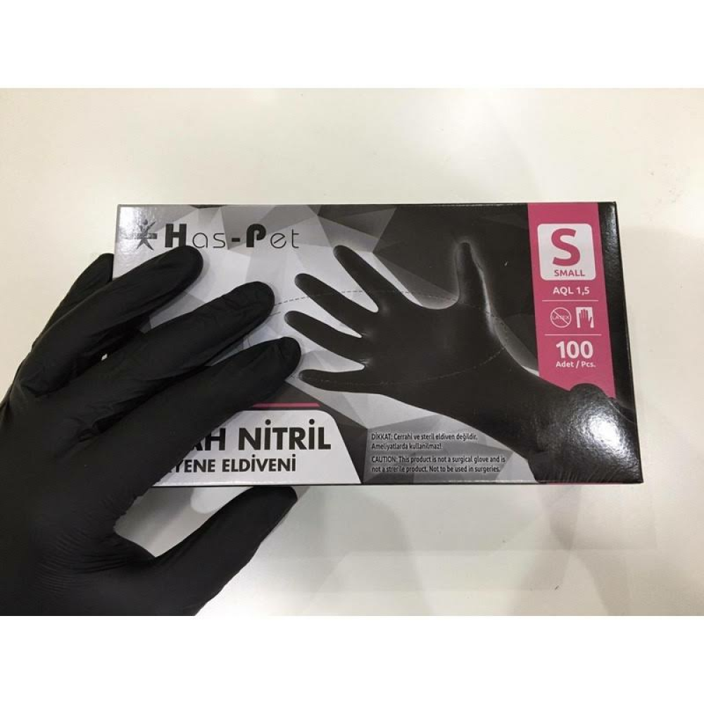 Has-pet Nitril Siyah Pudrasız Eldiven S