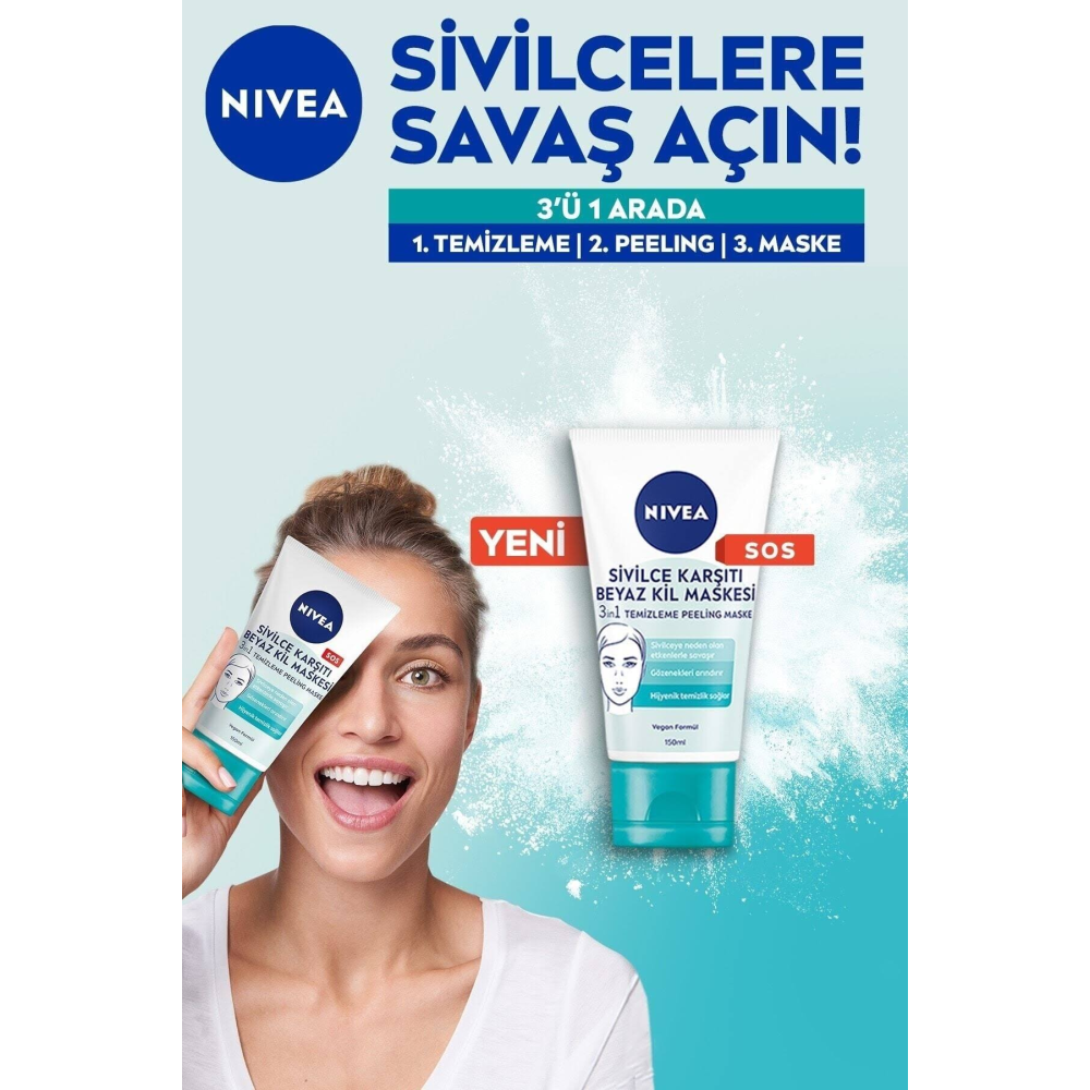 Nivea 3'ü 1 Arada 150 Ml Beyaz Kil Maskesi
