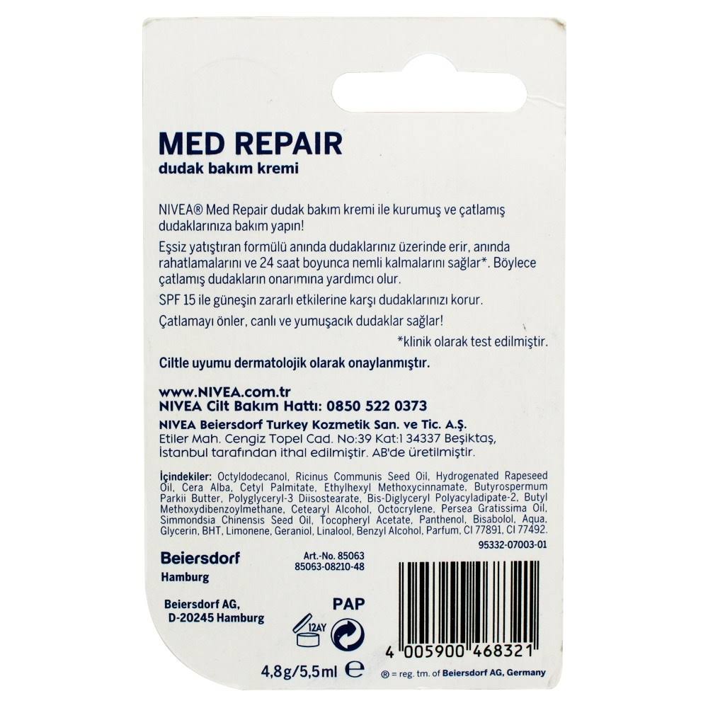 Nivea Med Repair Dudak Bakım Kremi