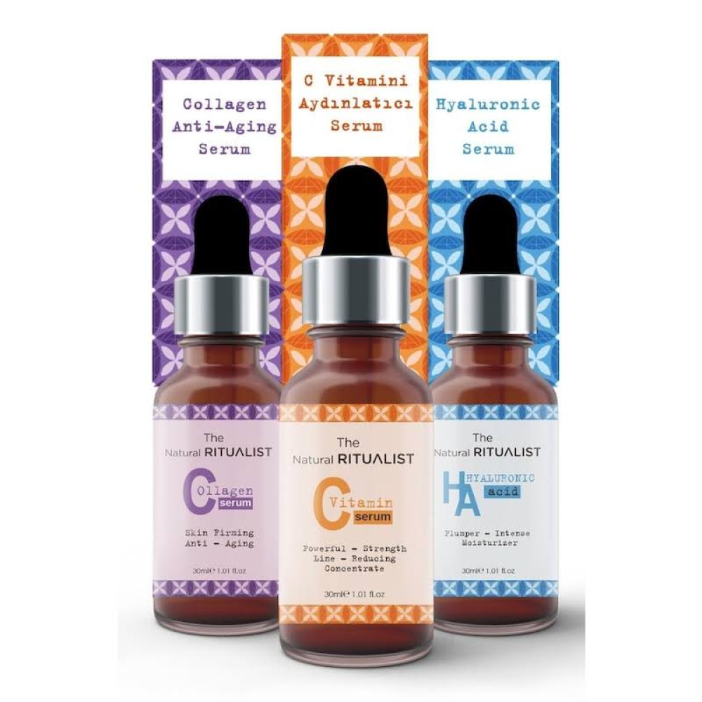The Natural Ritualist 3'lü Cilt Bakım Serum Seti ( Hyaluronic Acid + C Vitamini Collagen )