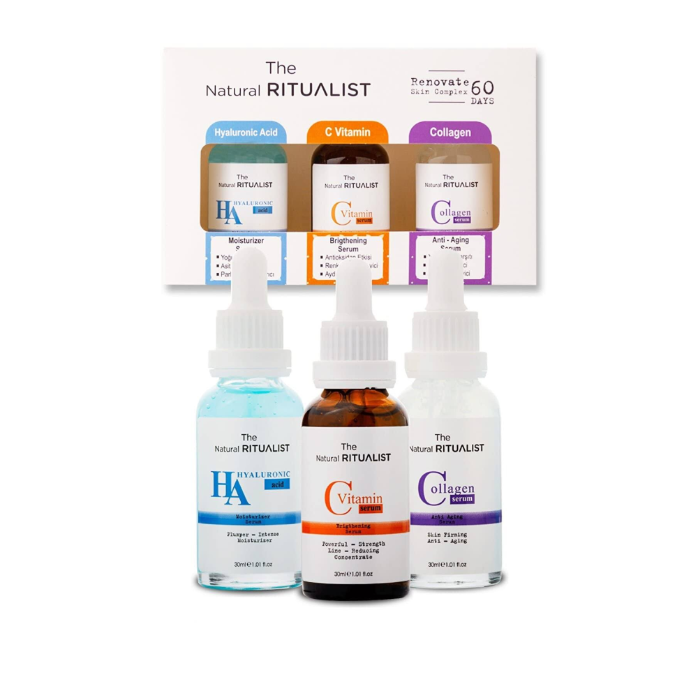 The Natural Ritualist 3'lü Cilt Bakım Serum Seti ( Hyaluronic Acid + C Vitamini Collagen )