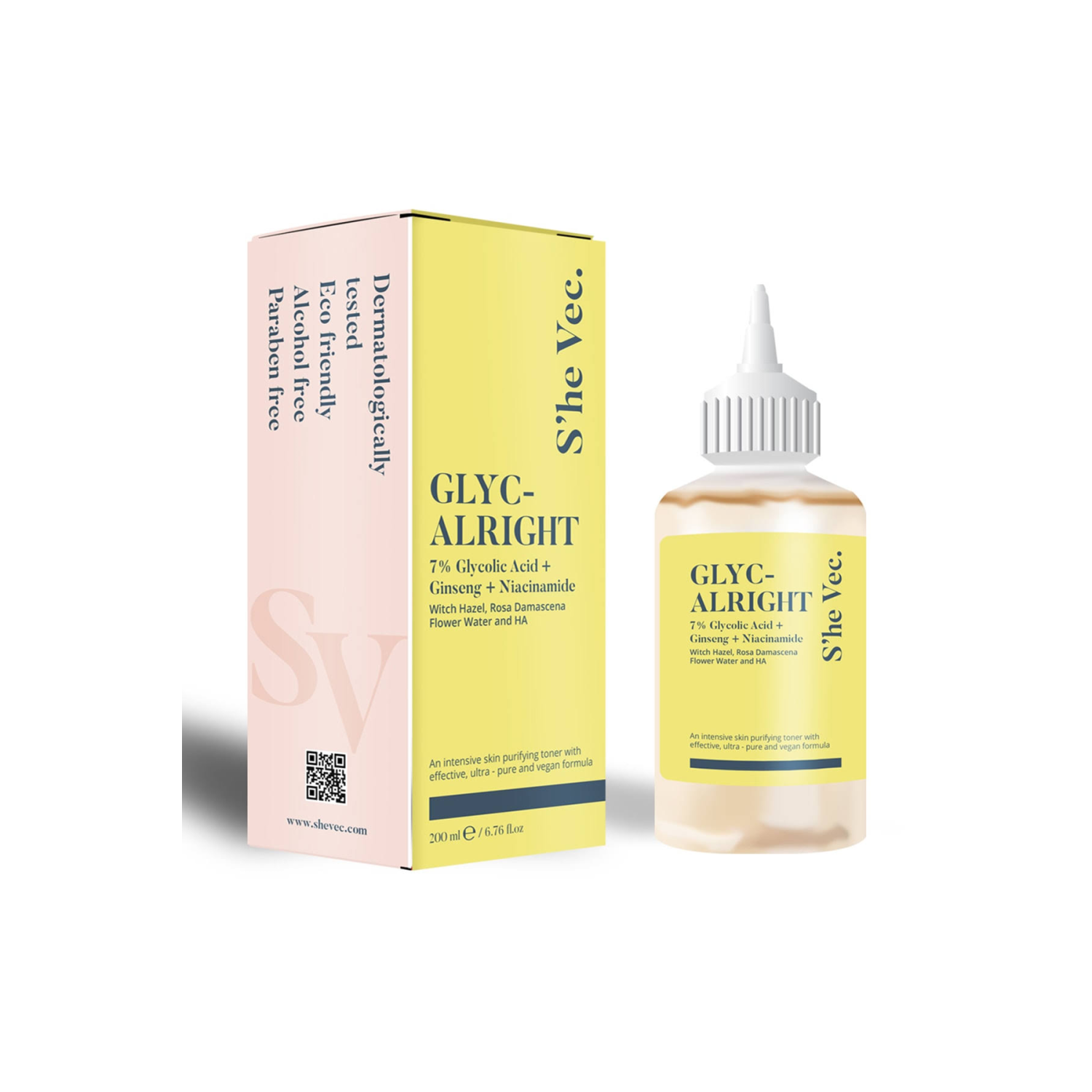 SHE VEC GLYC ALRIGHT | Gözenek Sıkılaştırıcı Aydınlatıcı Etkili Glikolik Asit, Ginseng & Niacinamide Tonik