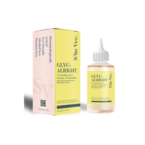 SHE VEC GLYC ALRIGHT | Gözenek Sıkılaştırıcı Aydınlatıcı Etkili Glikolik Asit, Ginseng & Niacinamide Tonik