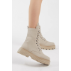 Tonny Black Kadın Krem Cilt Rahat Kalıp Bağcıklı Uzun Bot Bej